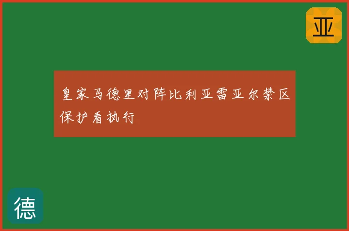 皇家马德里对阵比利亚雷亚尔禁区保护看执行